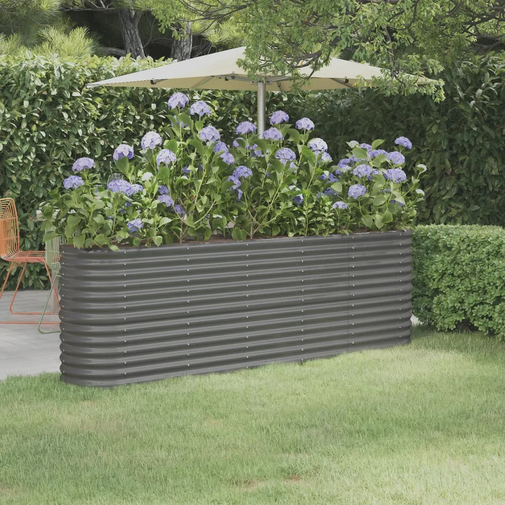 Fioriere | Cassetta per fiori | Letto Giardino Acciaio Zincato 224x40x68 cm Grigio