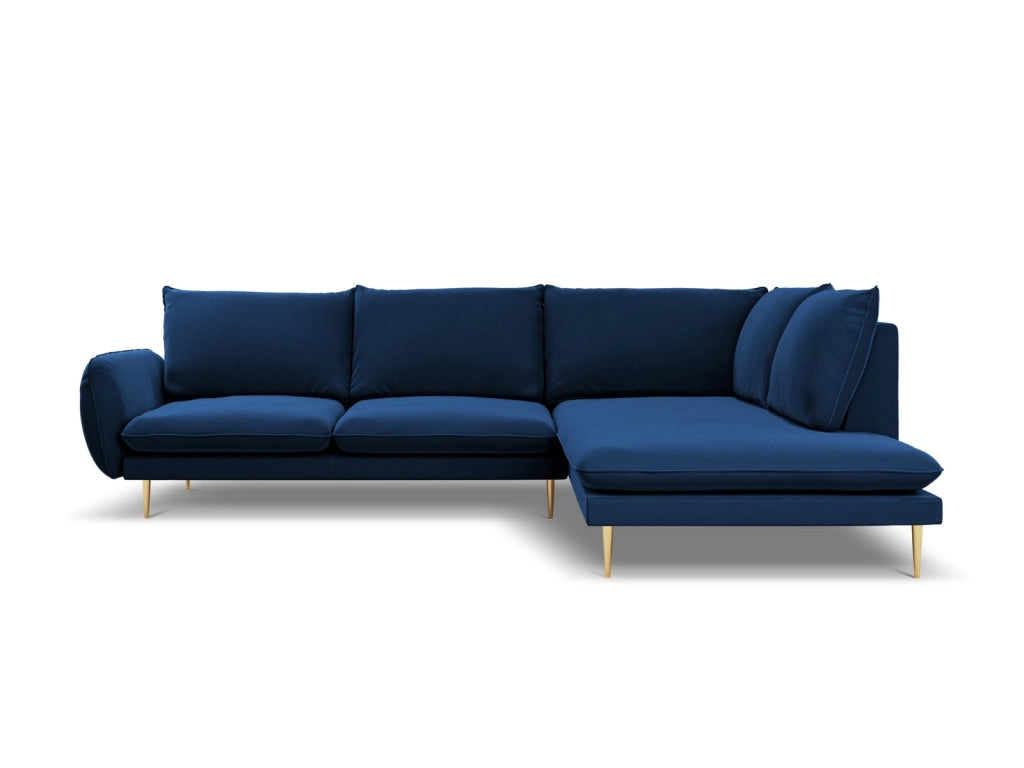 Cosmopolitan Design - Divano angolare sinistro "Vienna" 6 posti in velluto blu reale 