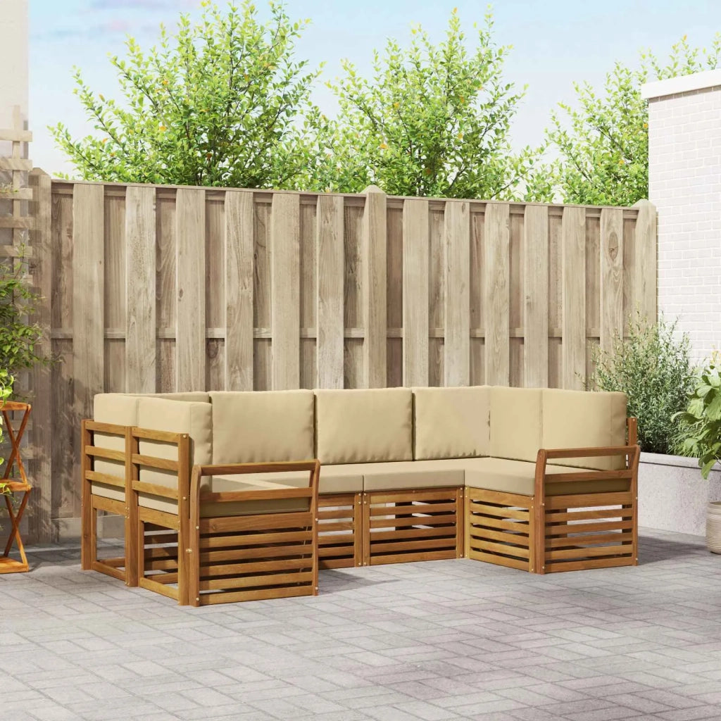 Set divano sezionale con cuscino 6 pcs Naturale