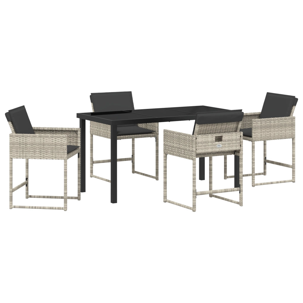 Set da Pranzo da Giardino 5 Pezzi con Cuscini Grigio Chiaro