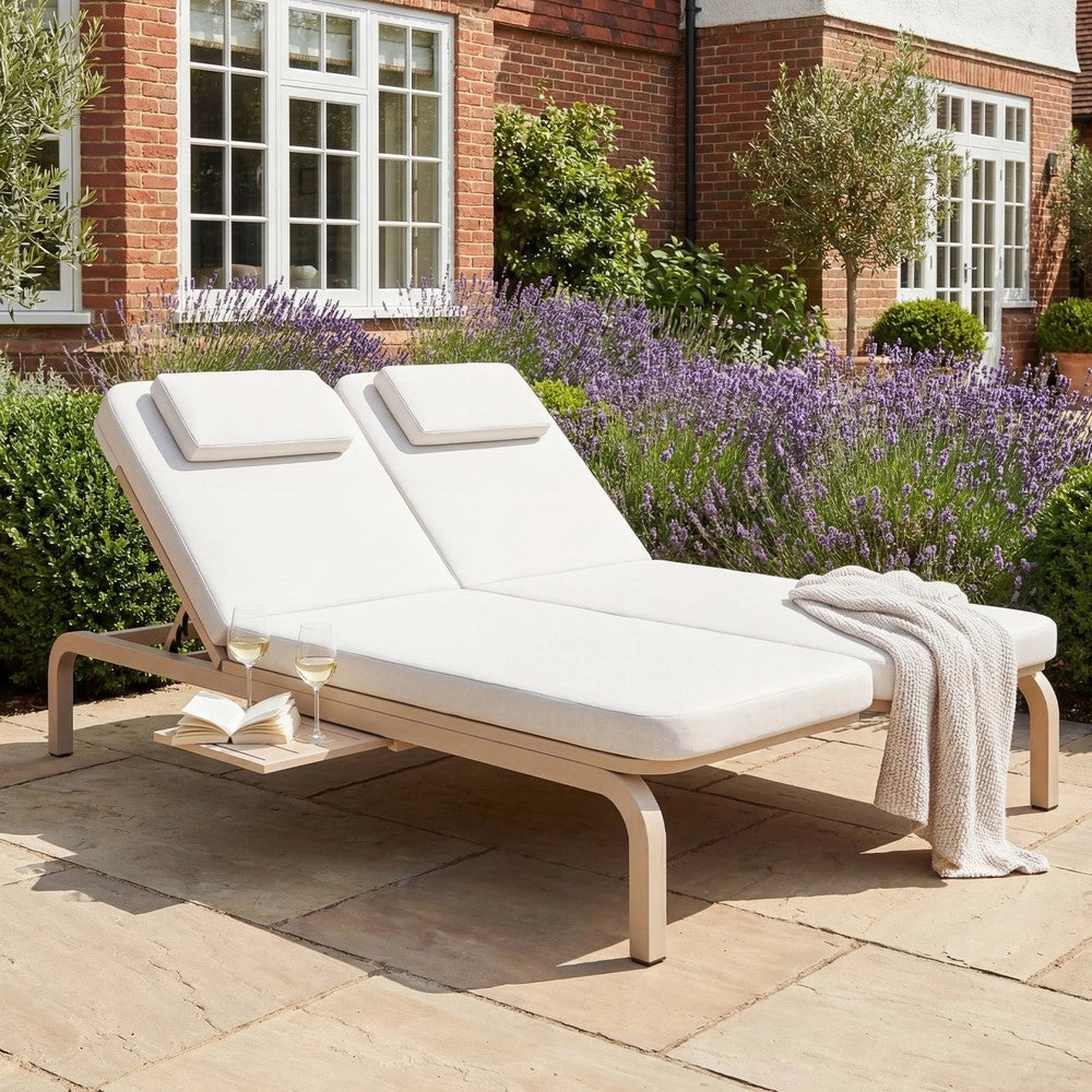 Lettino Prendisole da Giardino con Tavolo e Poggiatesta ¨C Xylo ¨C Beige