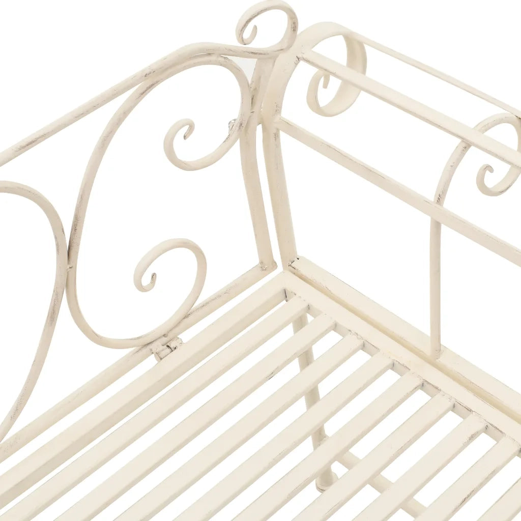Panchina da Giardino 132 cm in Metallo Bianco Anticato 45430