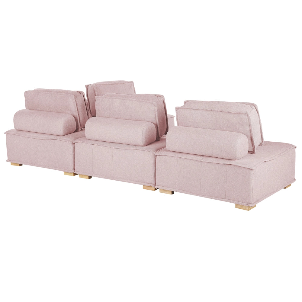 Divano angolare in tessuto di poliestere rosa 300 x 200 cm Imbottito a 4 posti modulare a forma di L scandinavo moderno