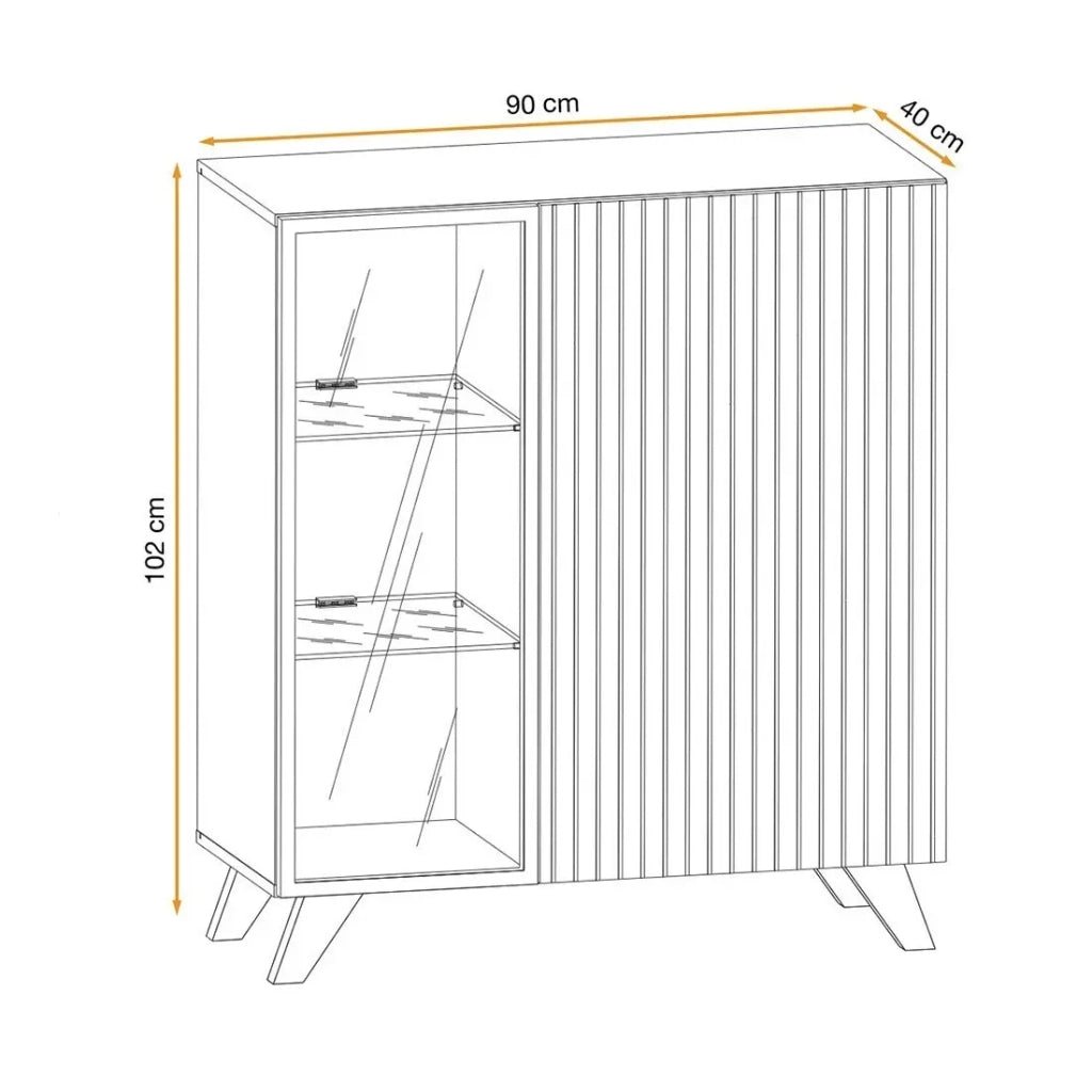 Vetrina bassa design NIELSEN – 2 porte con illuminazione LED integrata