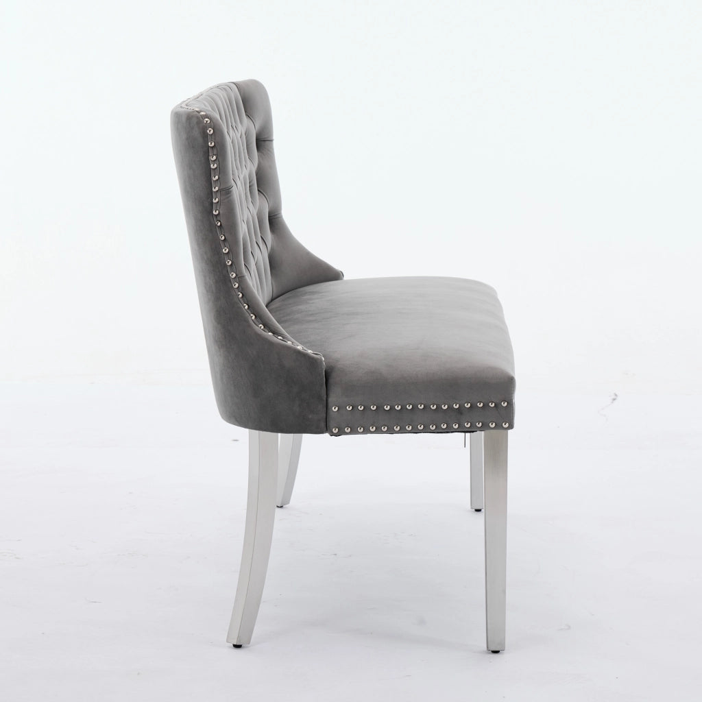 Panca 2 Posti Imbottita in Velluto ¨C MINIMAL ¨C Grigio, Gambe in Metallo