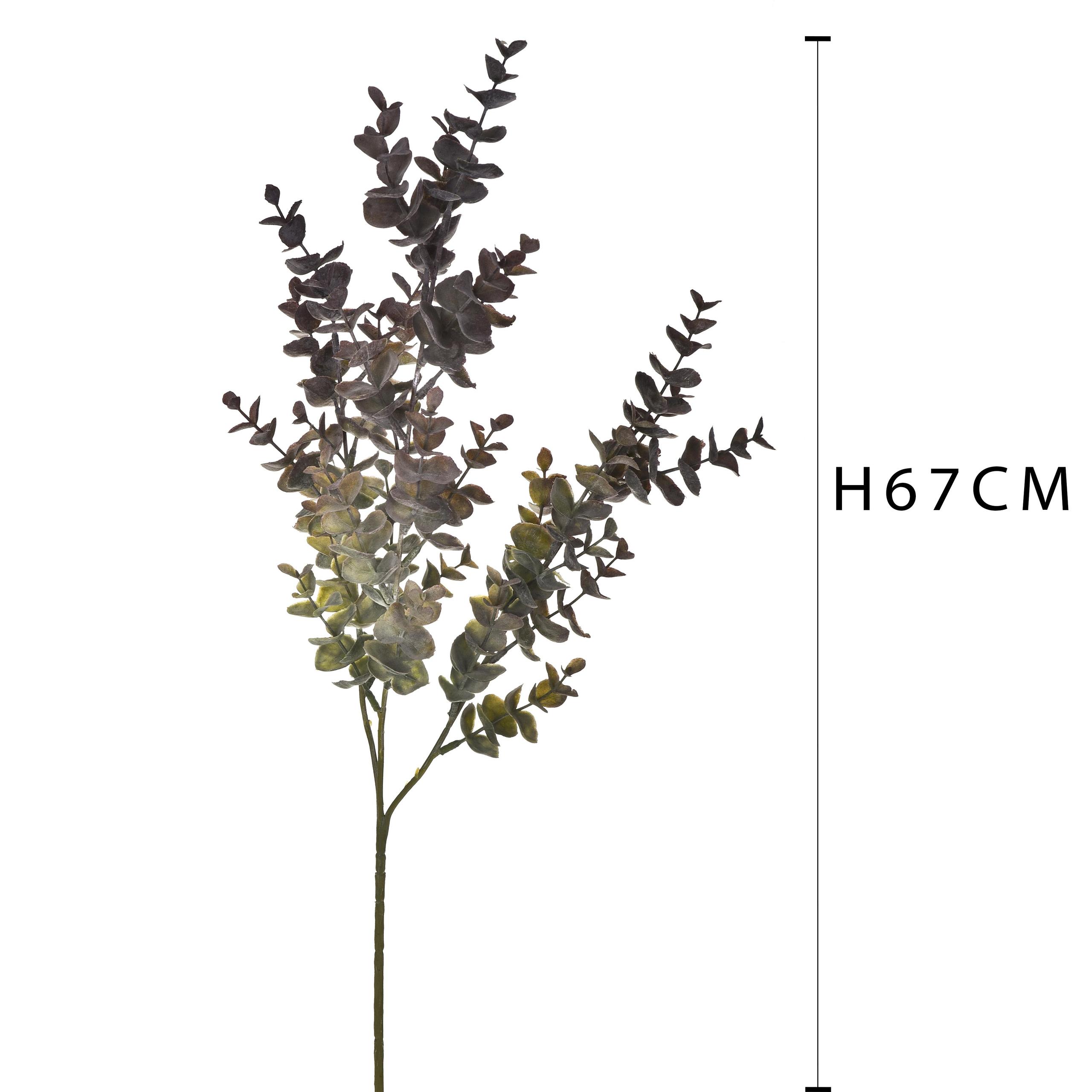 Set 6 Rami di Eucalipto Artificiale Composto da 3 Diramazioni Altezza 67 cm Verde