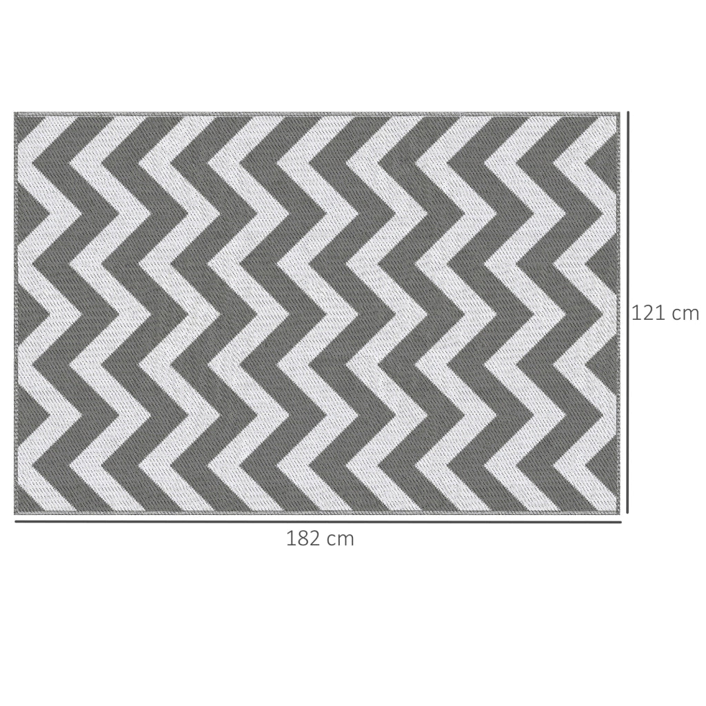 Tappeto da esterno reversibile in polipropilene 121x182 cm grigio chiaro per balcone, campeggio e picnic