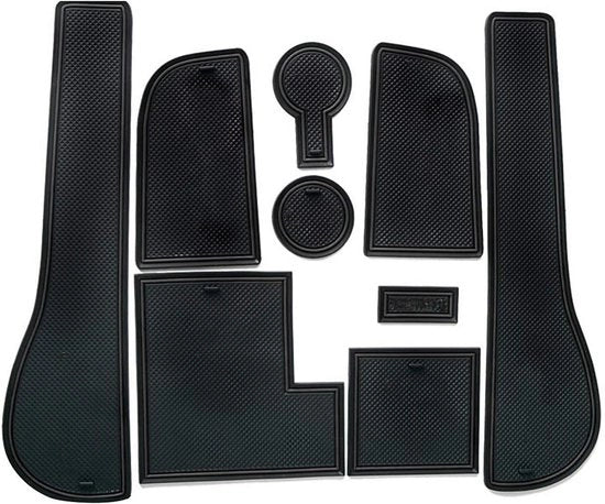 Antiscivolo antiaderente per portiere interne, contenitore, cassetto di protezione, contenitore di stoccaggio per Golf 7 2014-2020 (9 pezzi) (nero)
