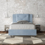 Letto imbottito Piazza e mezzo 110x200 cm Appia - Contenitore,Microfibra,Azzurro