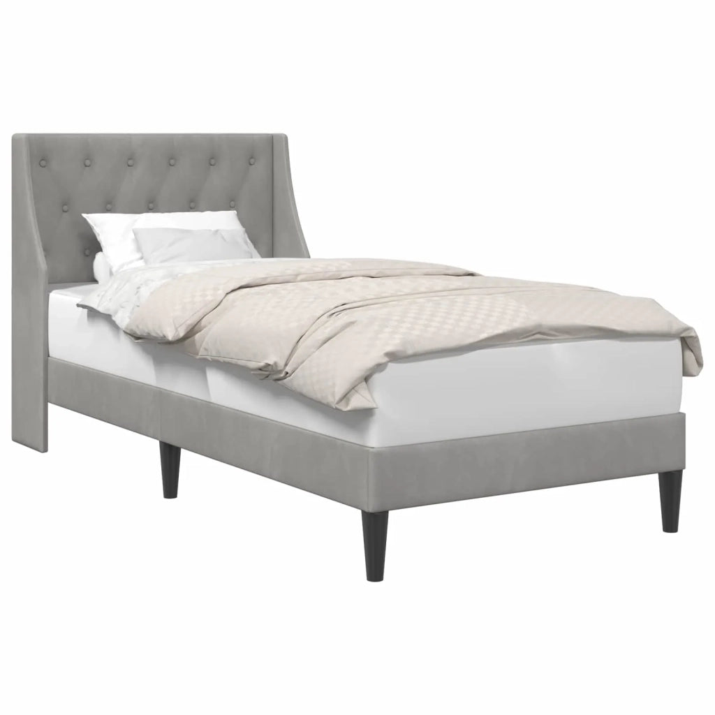 Struttura del letto Grigio chiaro 100 x 200 cm Velluto