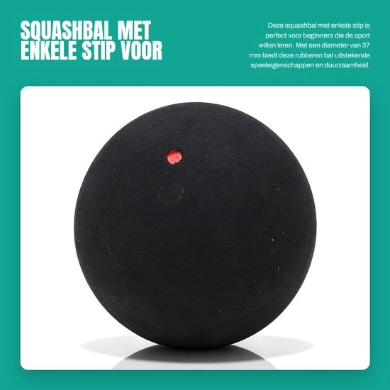 Squashbal antisdrucciolo 37 mm - Gomma - Allenamento agonistico - Principianti - Antiscivolo - Resistente allo shock - Squashbal in gomma