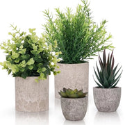 Kleine Groene Artificiële Planten - Decoratieve Nep Planten - 4 Stuks - Groen - Kunststof