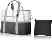 Natte sport borsa per famiglie con zaino impermeabile per vacanza in spiaggia o piscina - Organizzatore per bambini di giochi da sabbia e contenitore per supermercato in grigio