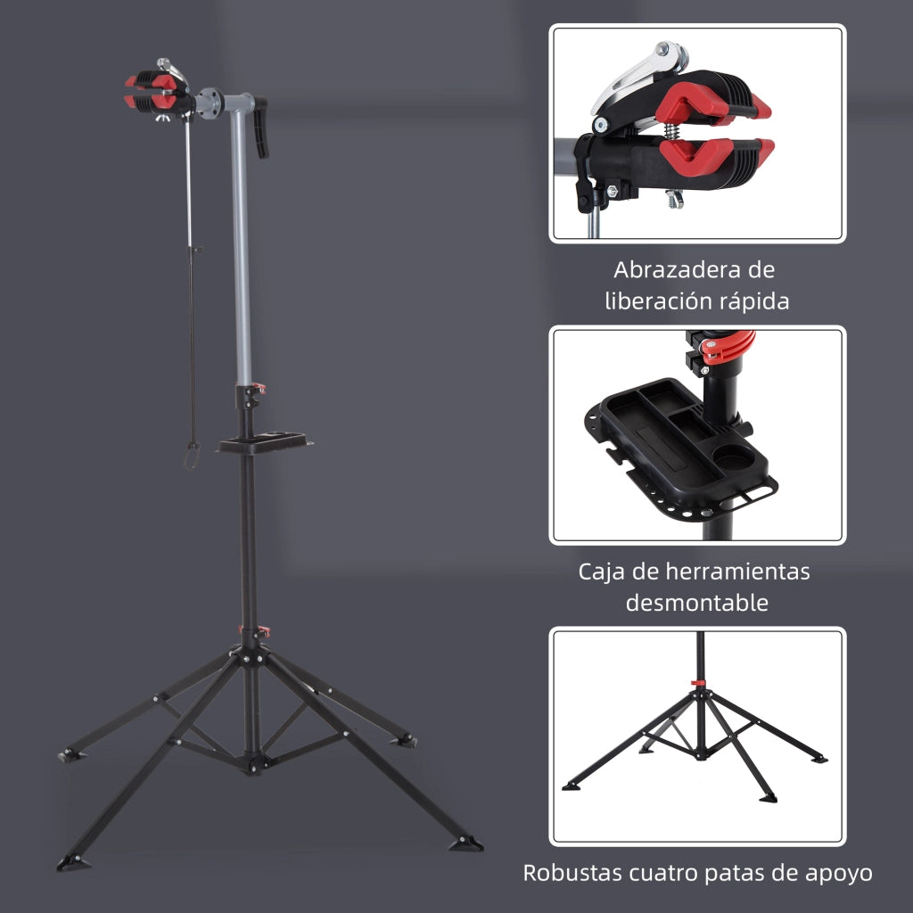 Cavalletto Bicicletta Regolabile in Altezza e Girevole ¨C zephmum ¨C Nero 100x100x109-180 cm