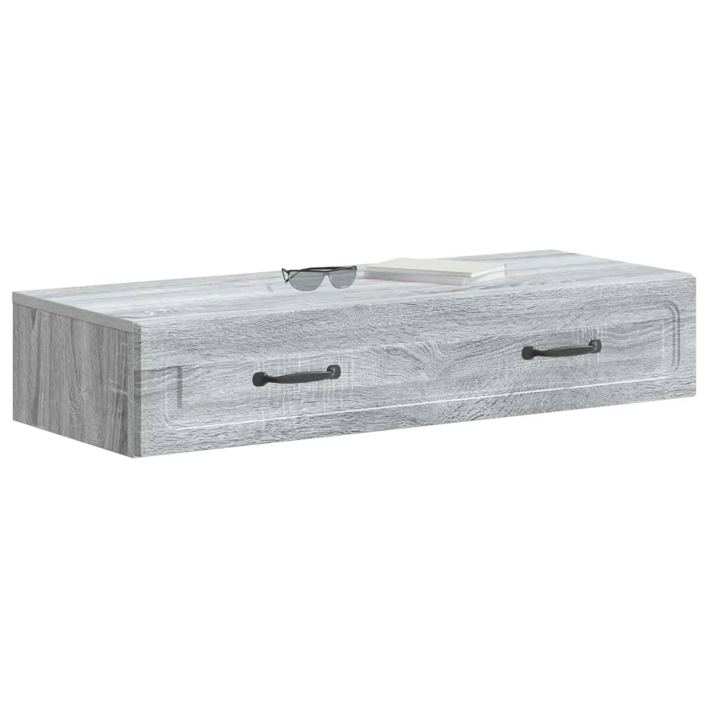Tavolino da Parete Laterale Grigio Sonoma 87,5 x 34,5 x 17 cm 899351