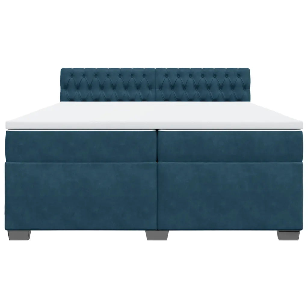 vidaXL Giroletto a Molle con Materasso Blu 200x200 cm in Velluto