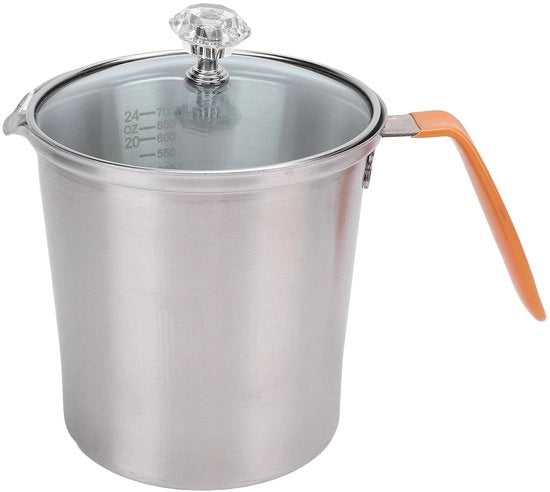 Sostituto di Latte in Schiuma 700ml - Acciaio Inossidabile - Coperchio - Disegno a Scala - Multifunzionale - Resistente all'Erosione - Sostituto di Schiuma