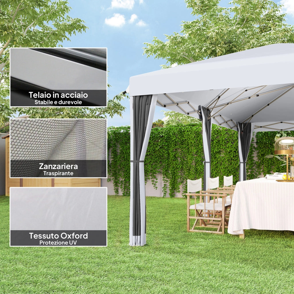 Gazebo da Giardino Pieghevole con Zanzariera ¨C Zephmum ¨C 6x3 m Crema