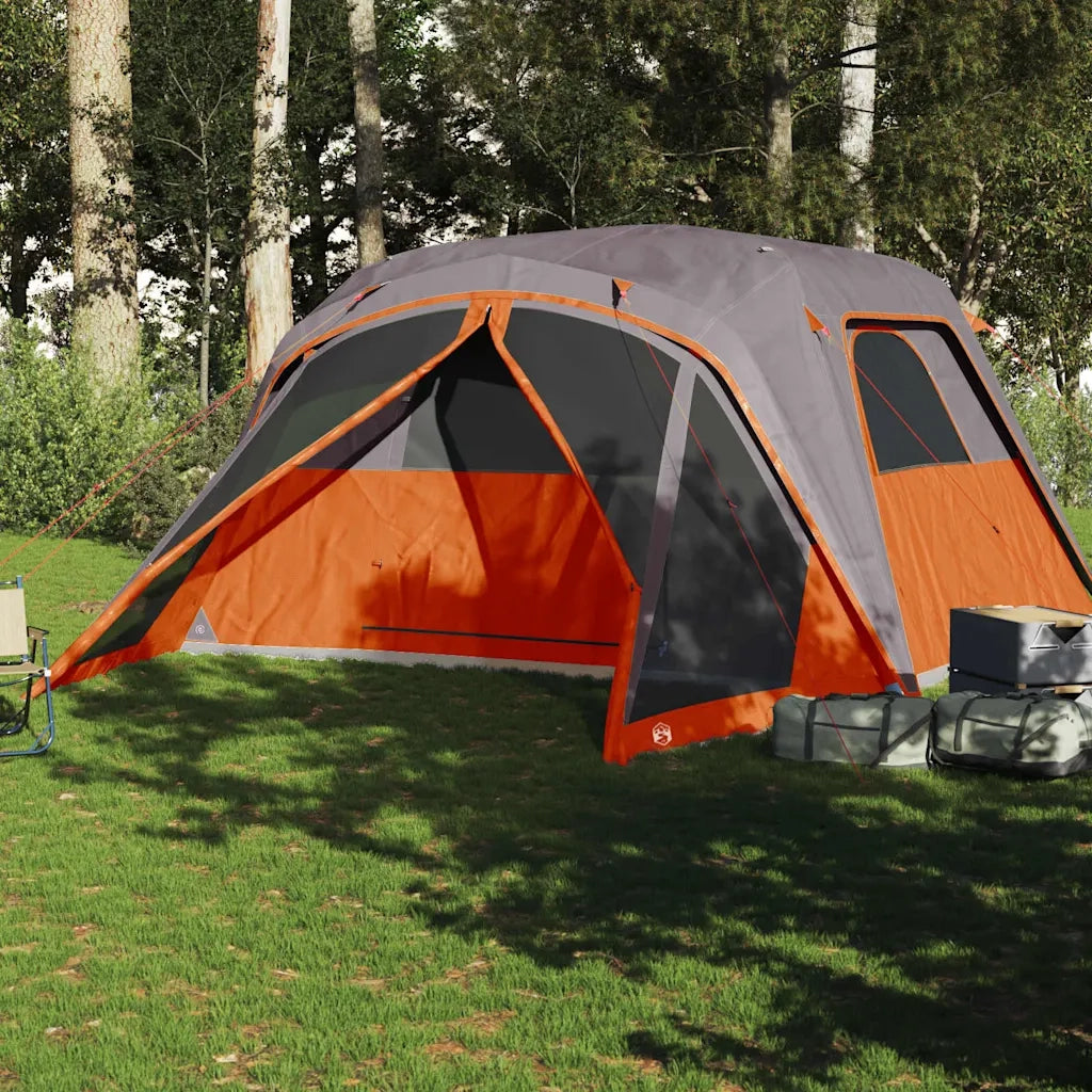 Tenda da Famiglia con Portico per 6 Persone-Tenda da campeggio Grigio e Arancione 376733