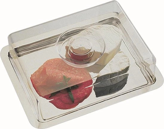 Scatola per torte e formaggio in acciaio inossidabile 27x18 cm, altezza 7cm