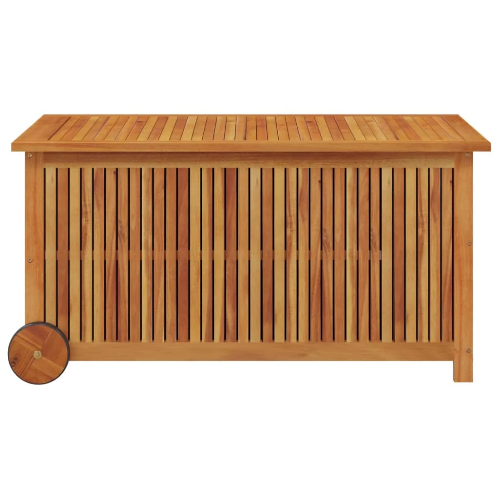 Baule da giardino con ruote 113 x 50 x 58 cm legno di acacia 02_0013064