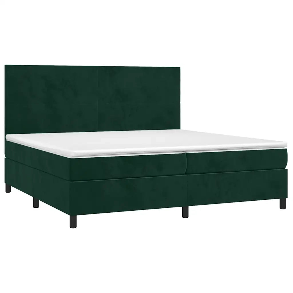 Letto a Molle con Materasso e LED Verde Scuro 200x200cm Velluto cod mxl 63176