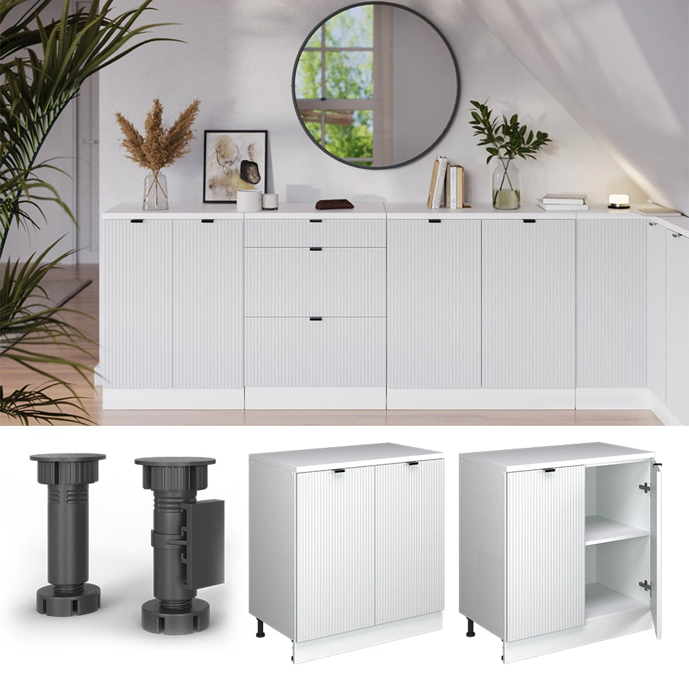 Mobile per mansarda Rion Ondulazione bianca/Bianco 80 x 83.8 cm senza inclinazione con 2 ante Vicco