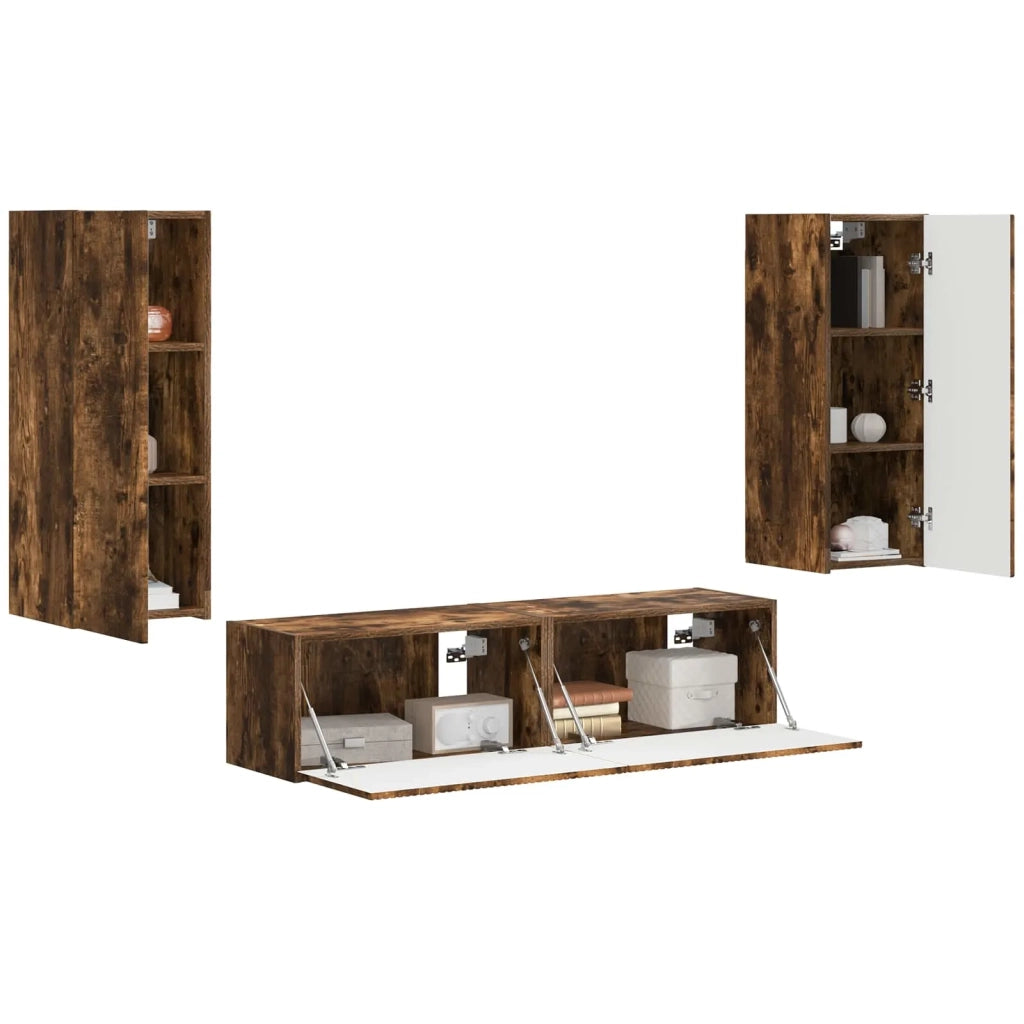 Set mobile TV 2 pz | Armadietto TV | Mobile Porta TV Rovere fum¨¦ Legno multistrato