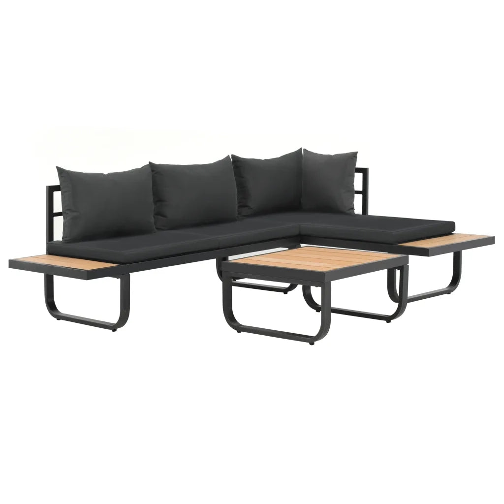 Set Divano da Giardino 2 pz ad Angolo Cuscini in Alluminio WPC 44704