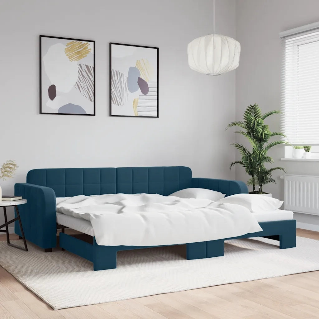 Divano Letto con Letto Estraibile-Sofa Letto-Daybed Blu 90x200 cm in Velluto 733588