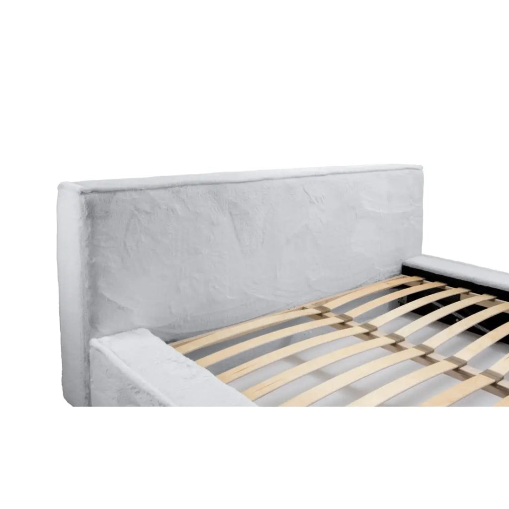 Letto contenitore ORLANE – Bianco Nuvola Polare – 140x200 cm – Rete sollevabile – Design di alta gamma