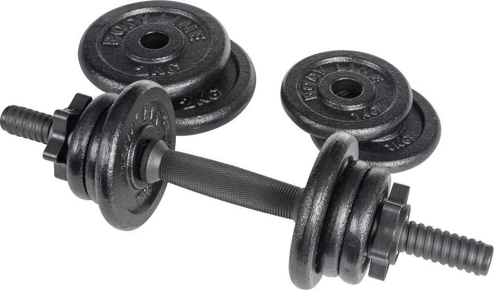 Kit manubrio in vinile con ghiera e dischi in ghisa - totale 10kg - palestra a casa