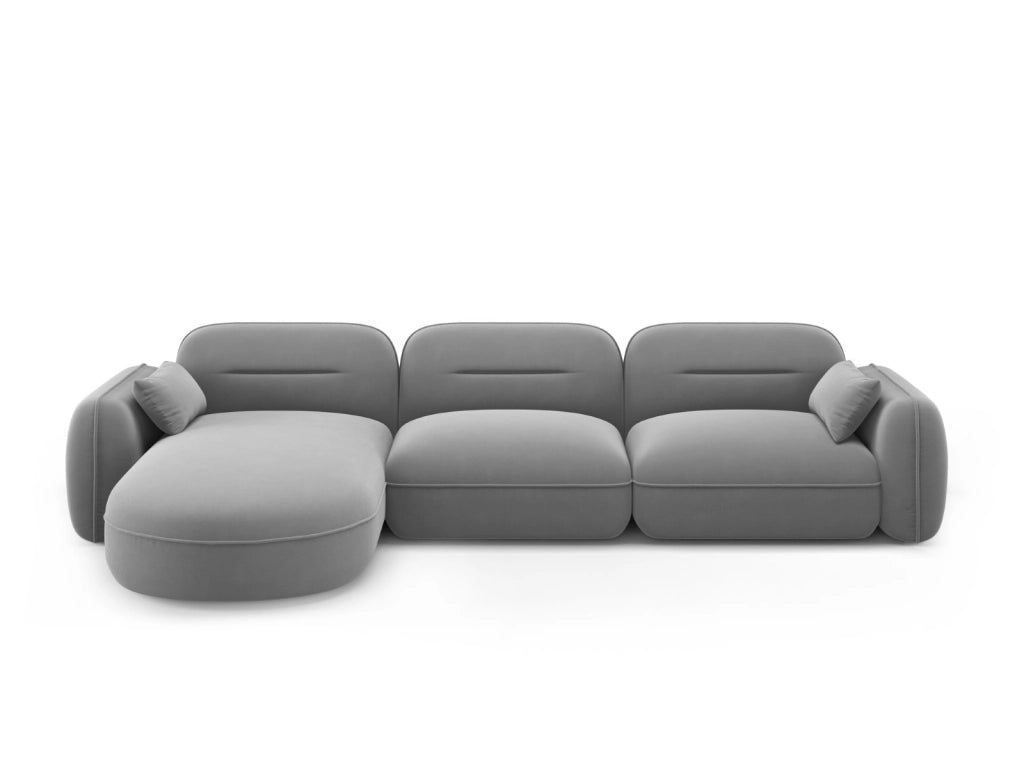 Cosmopolitan Design - Divano angolare modulare sinistro "Sydney" 4 posti in velluto grigio chiaro 
