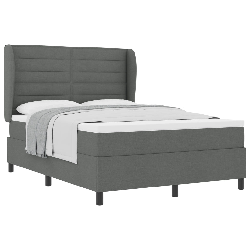 Letto Box Spring con Materasso Grigio Scuro 140x200 cm Tessuto