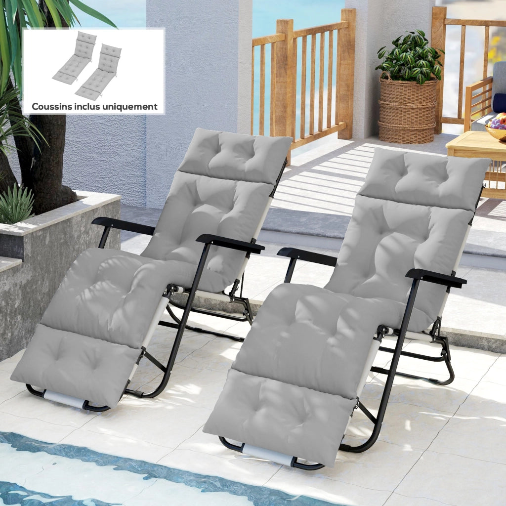 Cuscini per Chaise Longue ¨C zephmum ¨C 2 Pezzi, Grigio Chiaro, 190x56x10 cm