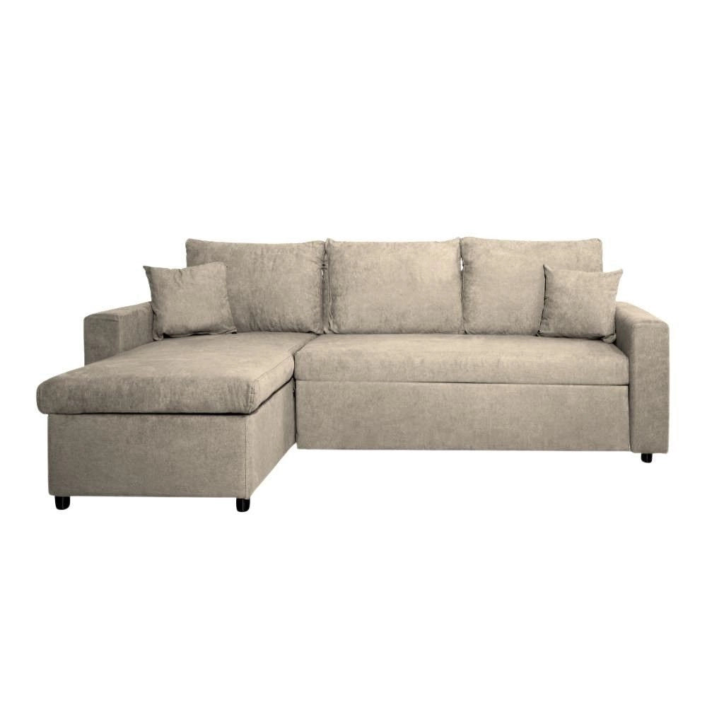Divano con penisola reversibile funzione letto Golf tessuto cappuccino Barrel09