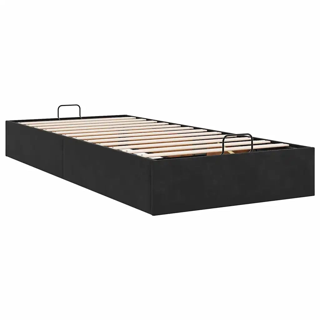 Struttura Letto Pouf Senza Materasso Nero 100x200 cm Velluto