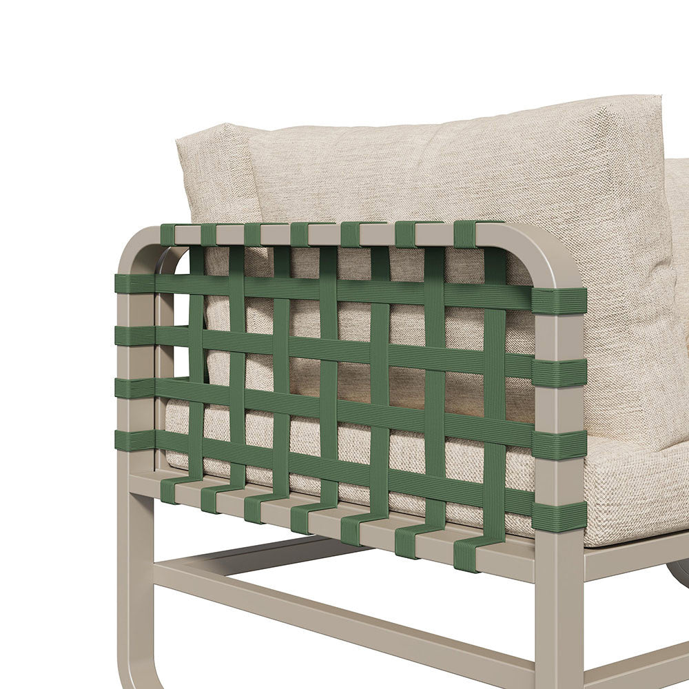 Set giardino - Xylo - 4/5 posti rotin+pelle verde/albicocca