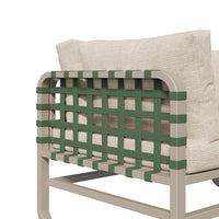 Set giardino - Xylo - 4/5 posti rotin+pelle verde/albicocca