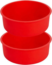 Silicati Forme per Torta - Cottura - Antiaderente - Forma Rotonda - Torta - 15 cm - Mousse - Tarta - Teiera - Crema - 2 Pezzi - Adatto per Forno - Rosso