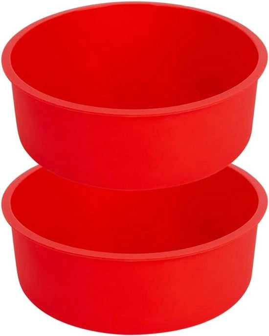 Silicati Forme per Torta - Cottura - Antiaderente - Forma Rotonda - Torta - 15 cm - Mousse - Tarta - Teiera - Crema - 2 Pezzi - Adatto per Forno - Rosso