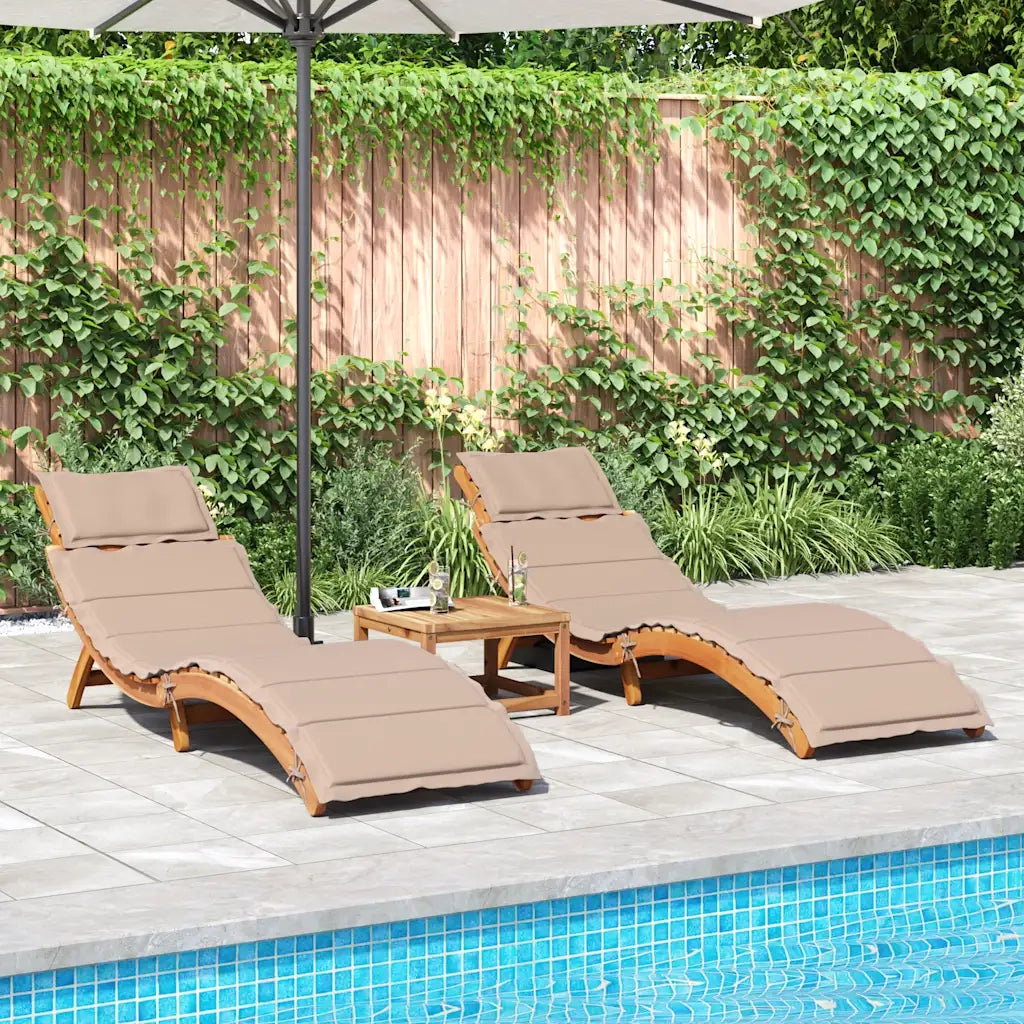 Lettini PrendiLettino sole | Sdraio da giardino | Lettino da sole con Cuscini 2 pz Legno Massello di Acacia