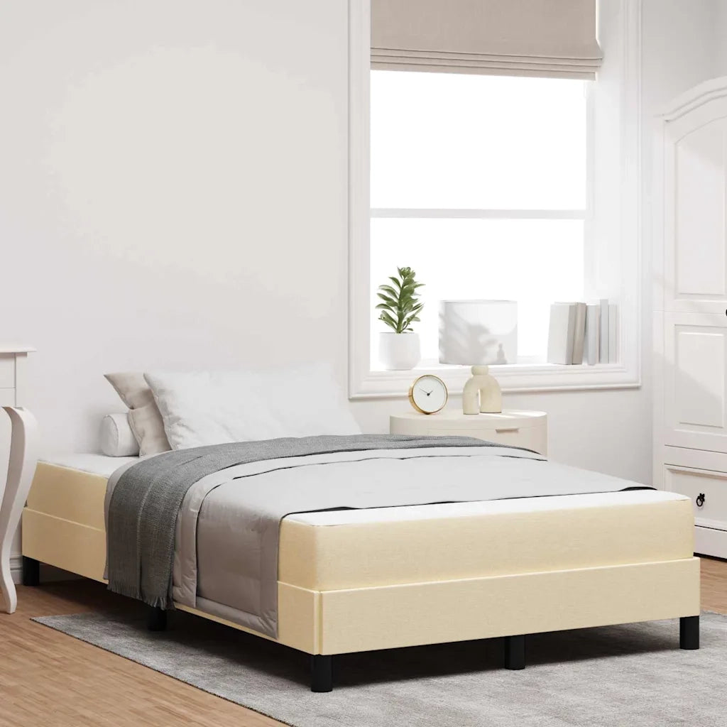 Letto a molle con materasso Crema 120 x 190 cm Tessuto