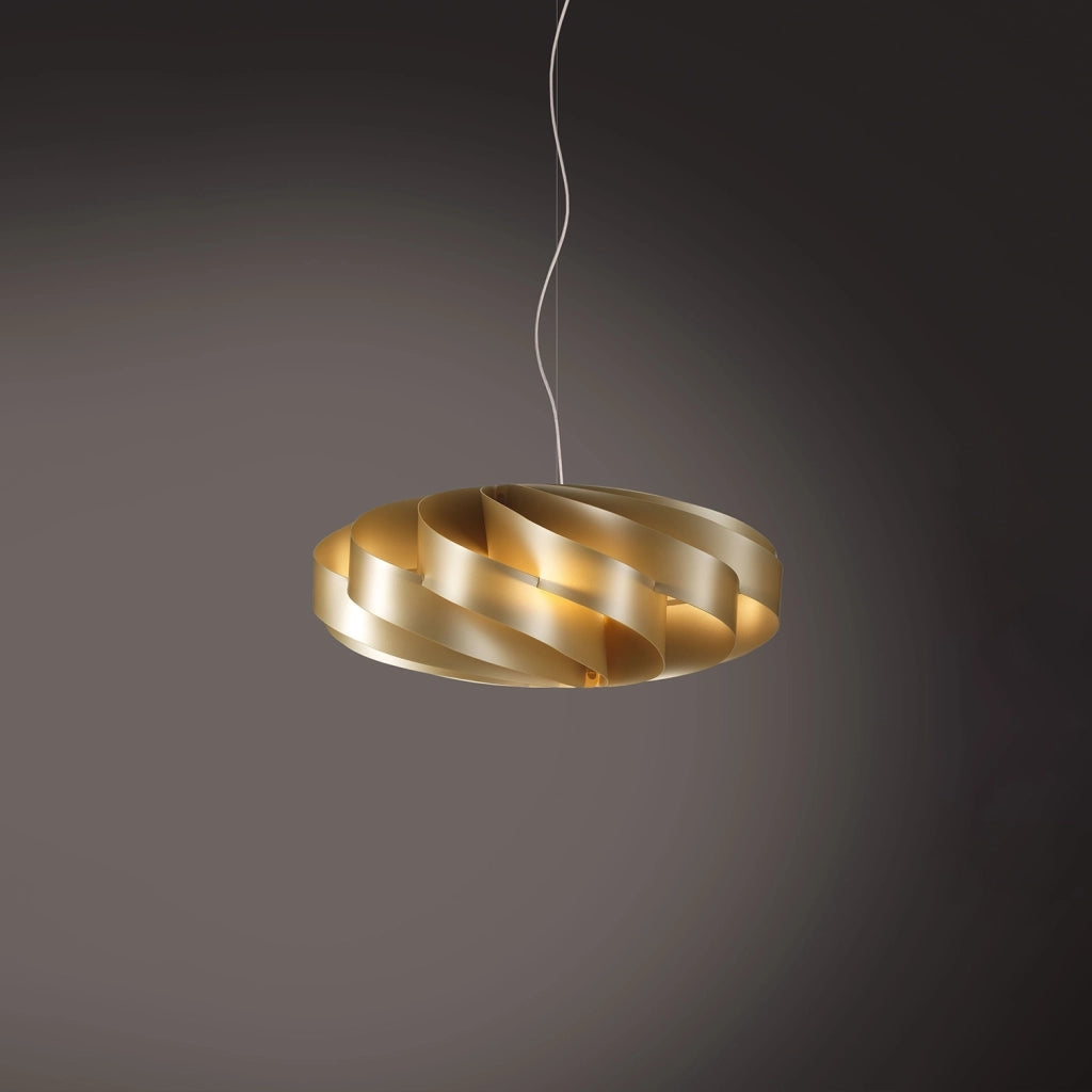 Sospensione Moderna Flat Polilux ® New Gold E Metallo Cromo 1 Luce E27 D60Cm
