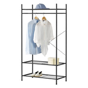 Organizzatore Guardaroba, Scaffalatura con Asta Appendiabiti e 3 Ripiani, Cabina Armadio Senza Ante (AxLaxP) 150 x 80 x 40 cm - Nero, Metallo