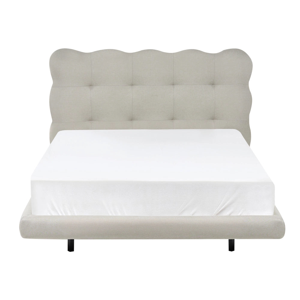 Letto matrimoniale in tessuto con testata trapuntata Beige 120 x 200 cm design moderno