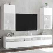 Mobili Porta TV con Luci LED 2 pz-Credenza per TV Bianchi 40,5x30x90 cm