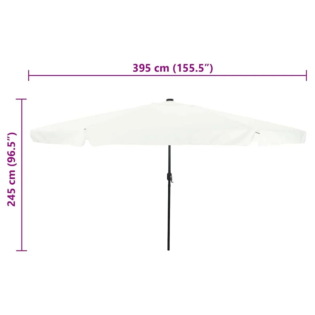 Ombrellone da giardino rotondo regolabile con moderne strisce LED per patio 395 x 395 x 245 cm poliestere antracite 02_0058787