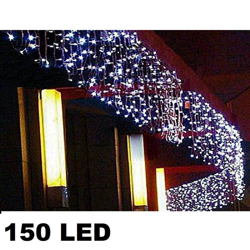 Trade Shop - Tenda Luminosa Di Natale Led Esterno Luci 150 Led 5 Mt X 0,75 Cm Bianco Freddo -