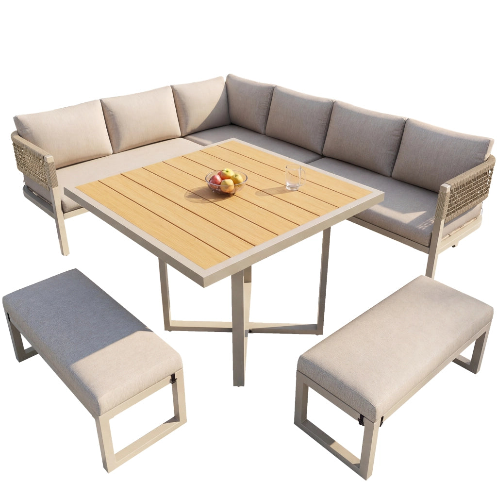 Set Lounge da Giardino 8-10 Posti con Tavolo ¨C MINIMAL ¨C Polyrattan, Cuscini Inclusi